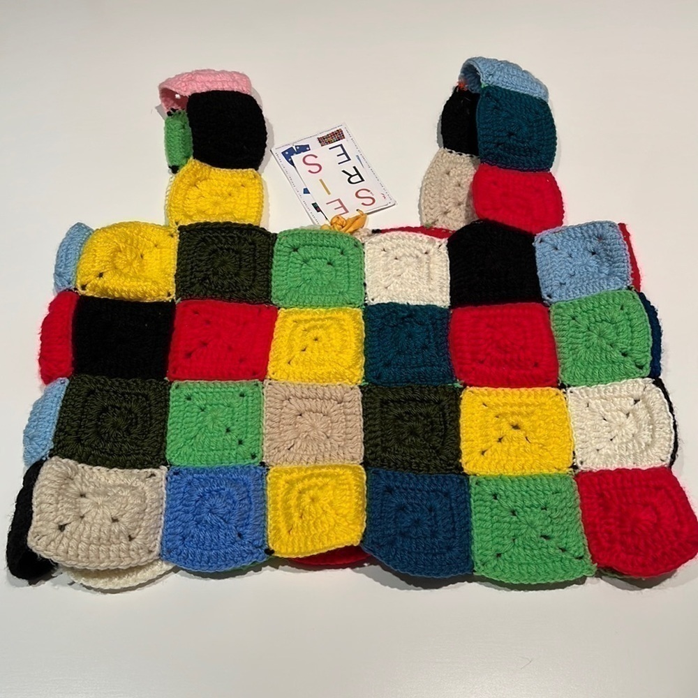 Series Sz Large Knit Crochet Patchwork Sweater Tank